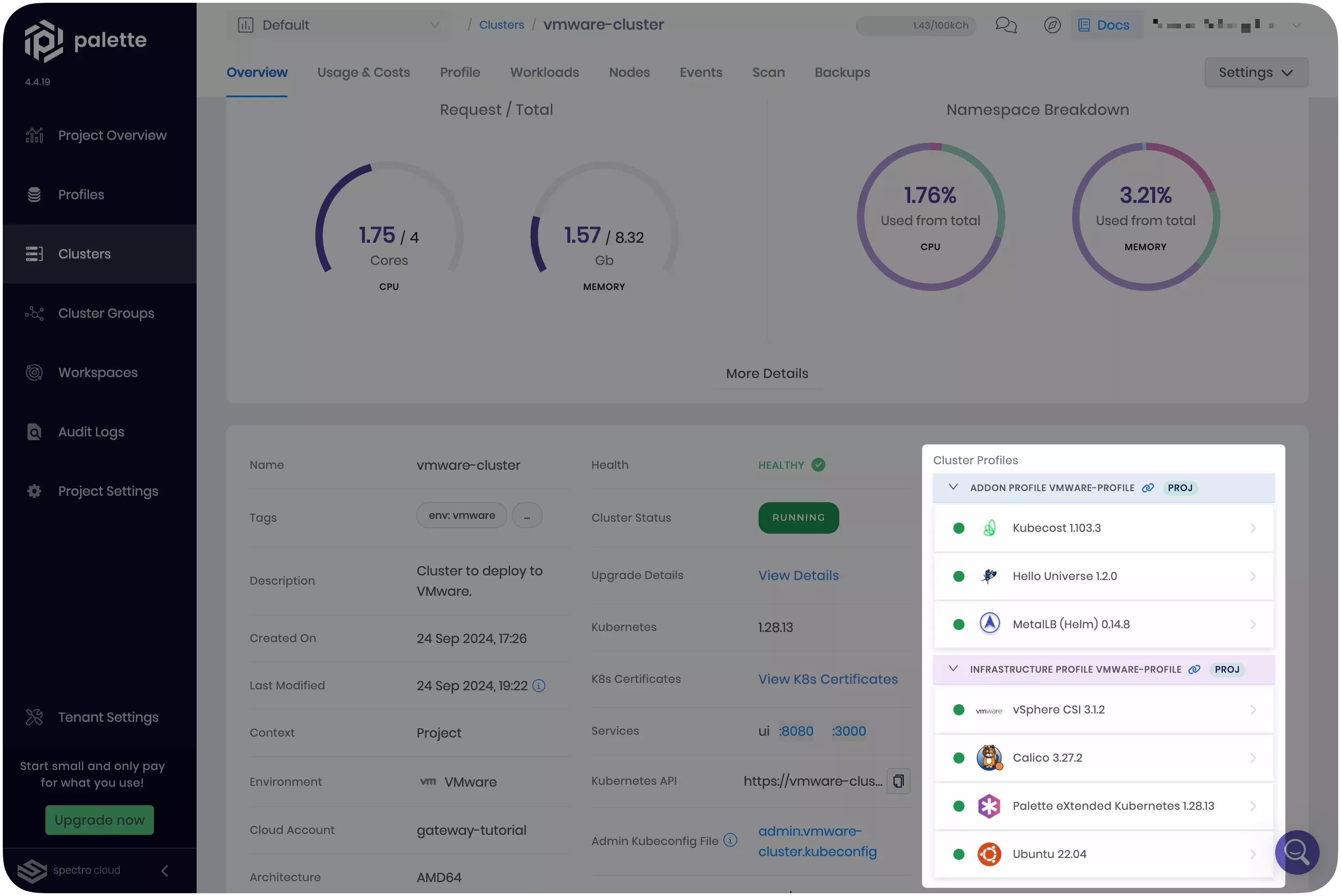 Image that shows completed cluster profile updates